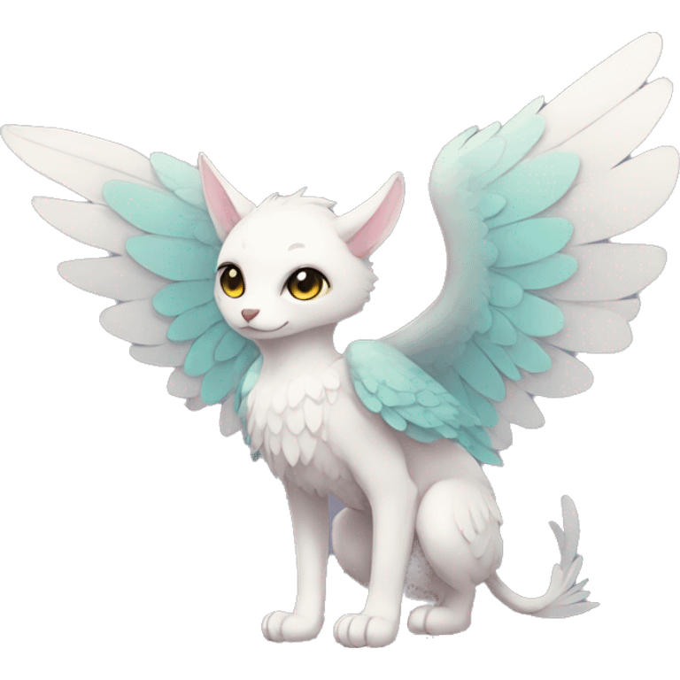 Anthro shy cute kawaii winged animal hybrid full body emoji