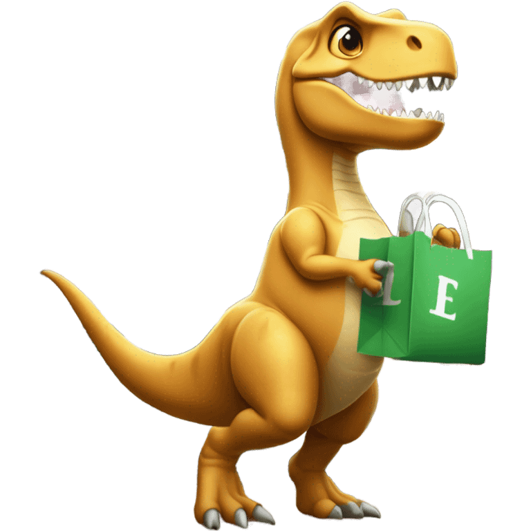 T-rex in shopping  emoji