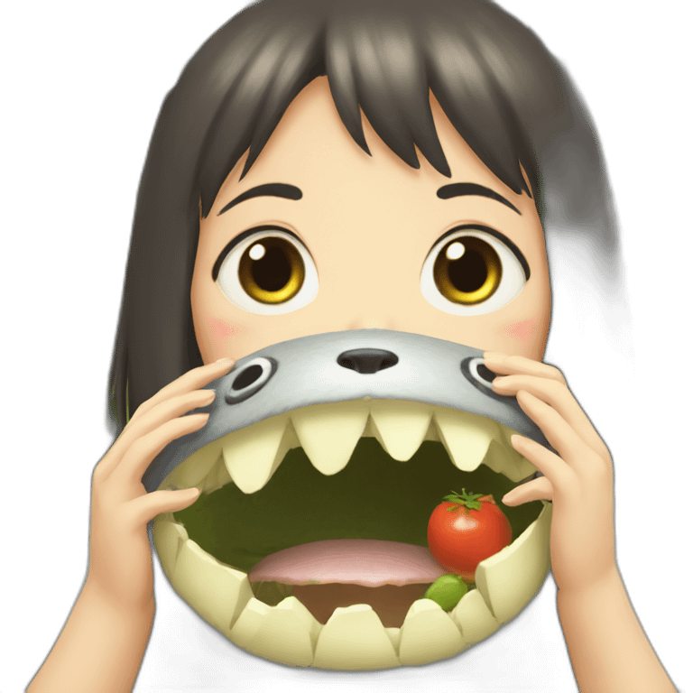 Totoro eating girl emoji