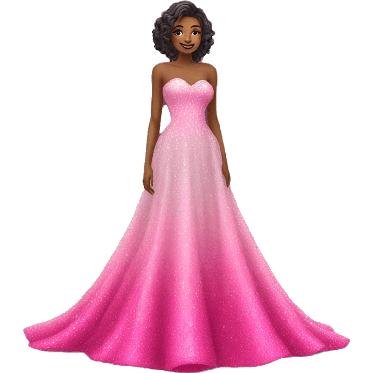 Hot pink glitter wedding dress ombre  emoji