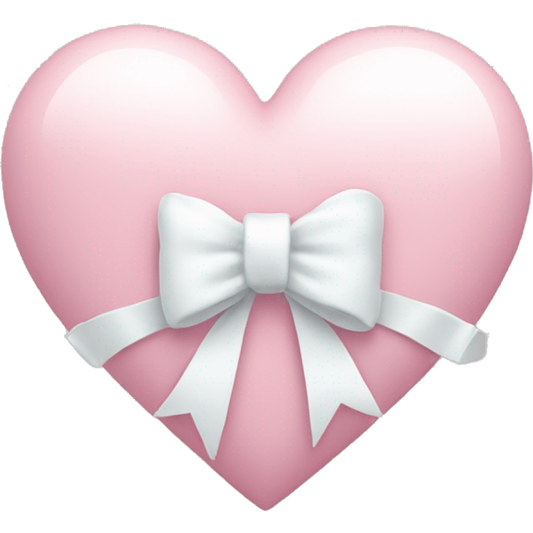 Pastel pink heart with white bow emoji