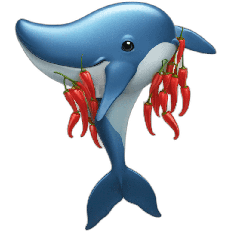 Whale with chili pepper fin emoji