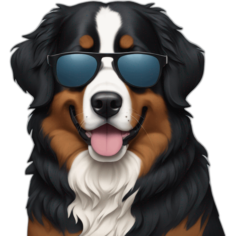 Bernese Mountain Dog wearing sunglasses emoji