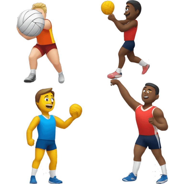 A volleyball, shotput, javelin and discuss emoji