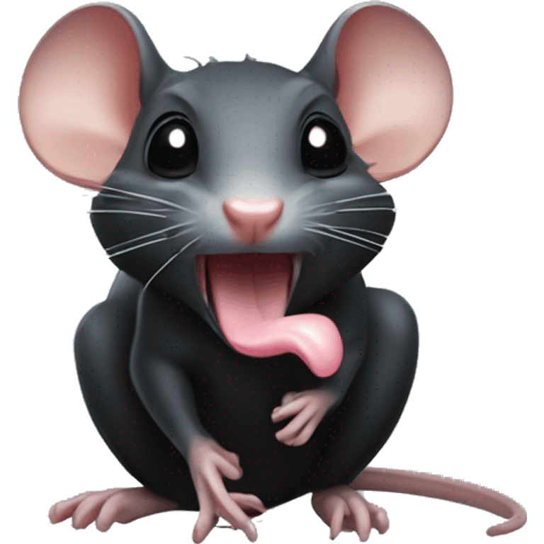 a black rat sticking out its tongue emoji