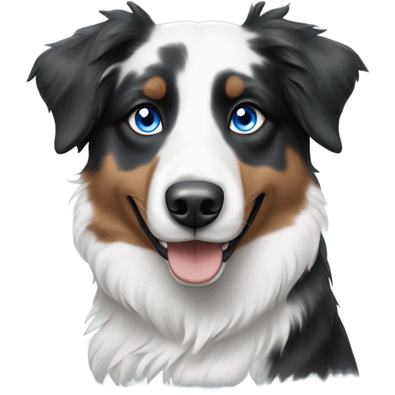 Black and white Australian shepherd dog with blue eyes  emoji