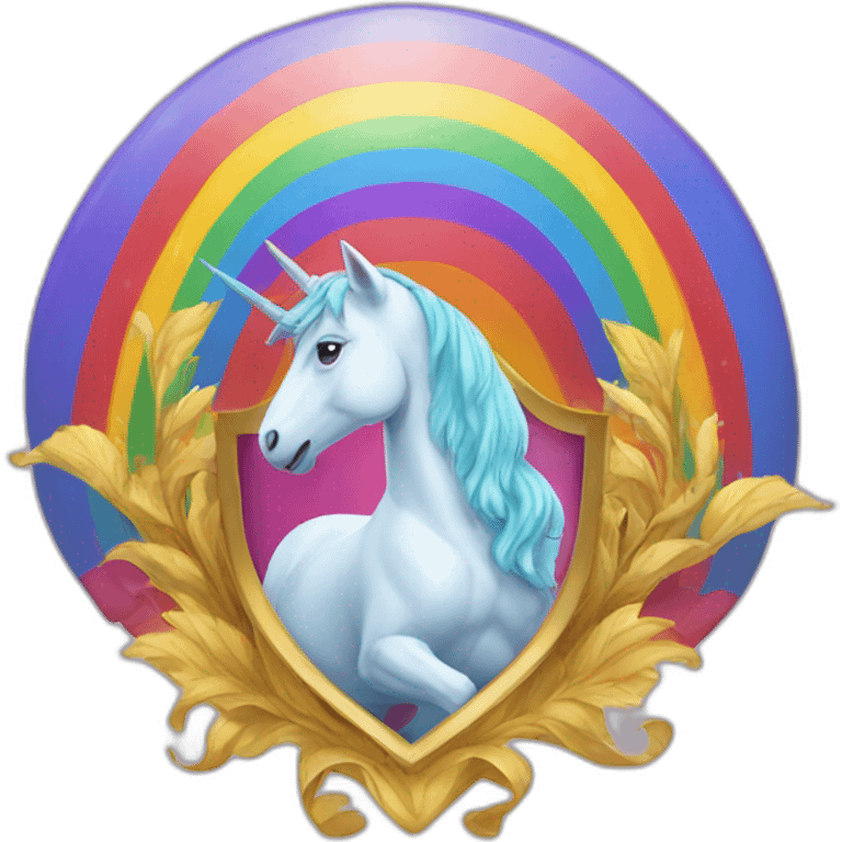 Coat-of-arms-held-by-rainbow-unicorns emoji