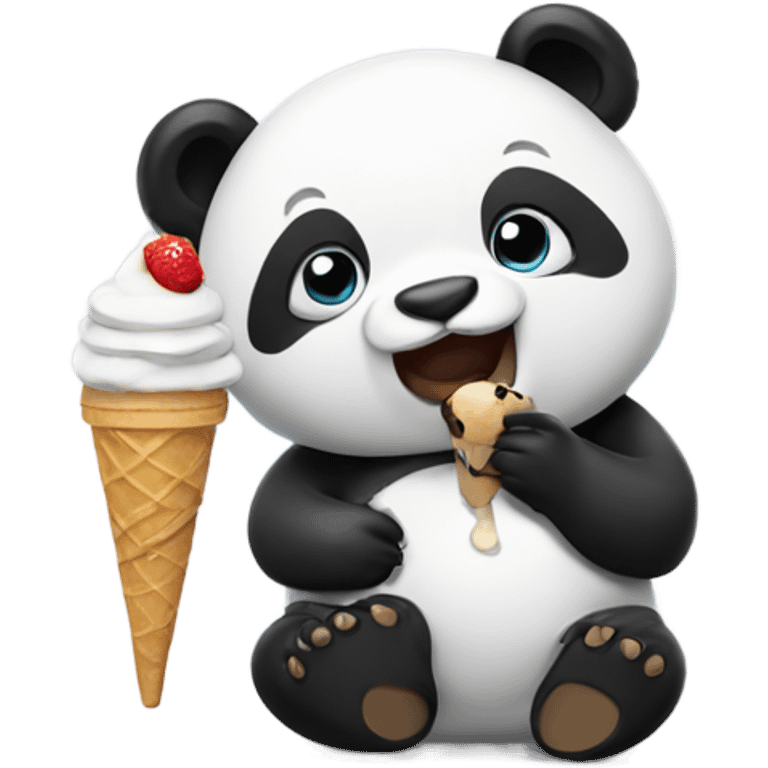 Panda eating ice cream emoji