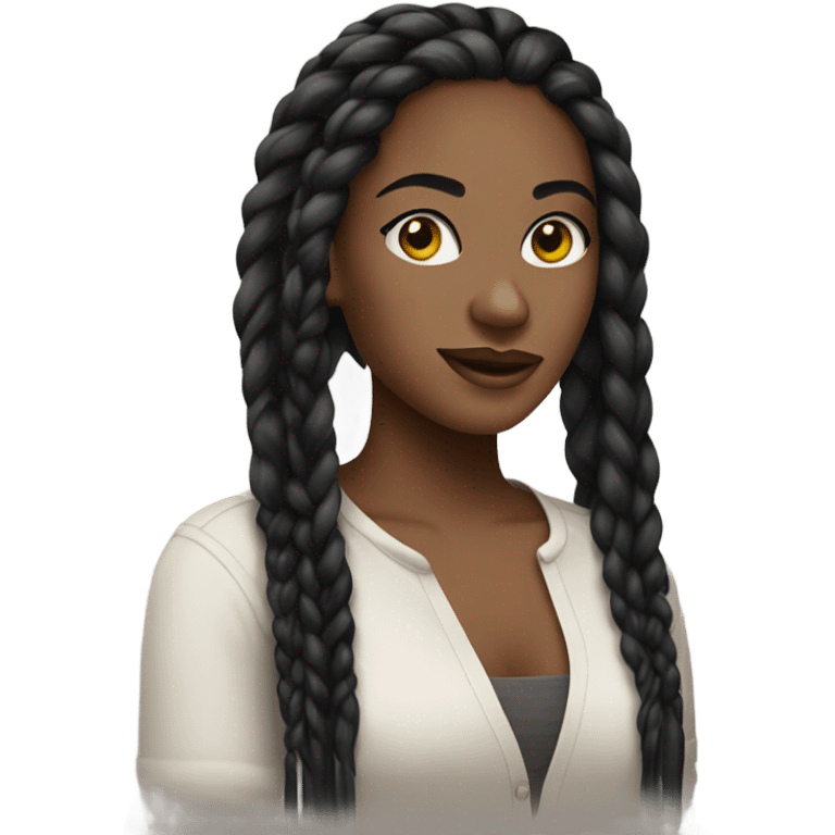 black woman with black down braids and top emoji