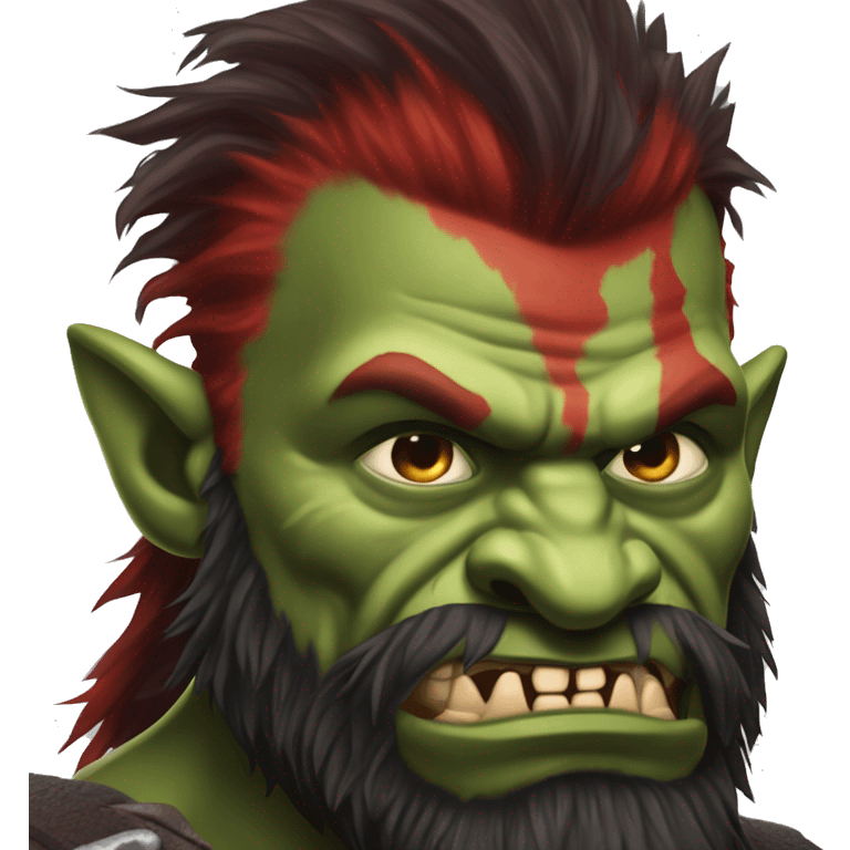 Berserker orc with red beard & red mohican emoji