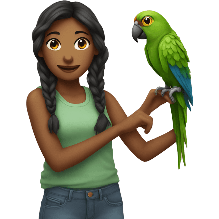 Girl and parrot  emoji