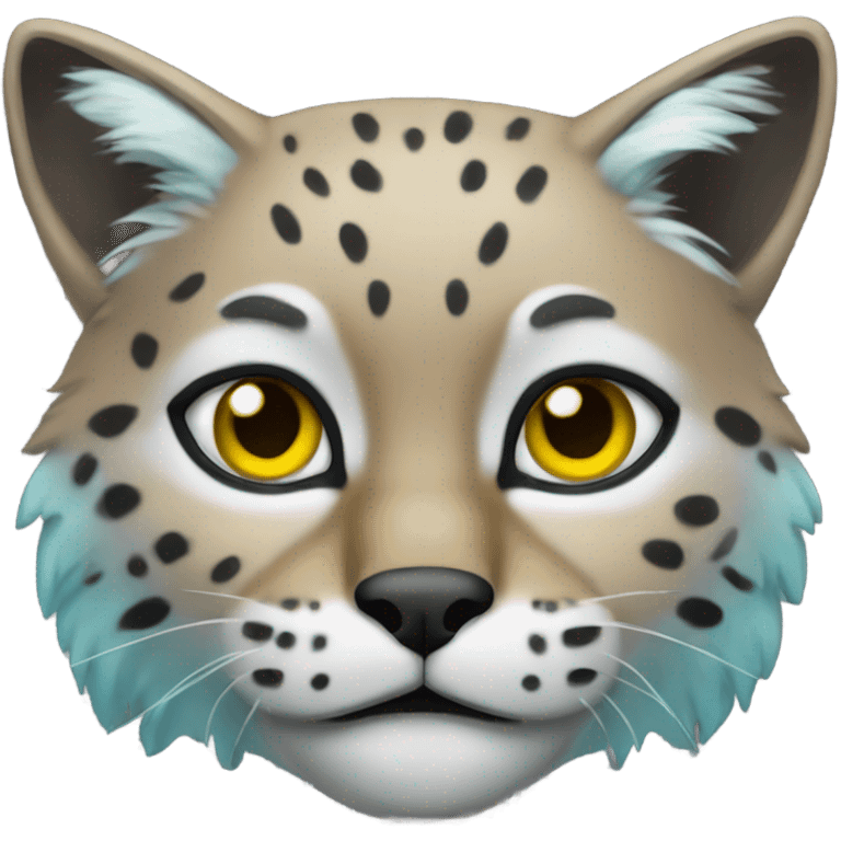 Bobcat cyan grey , yellow eyes  emoji