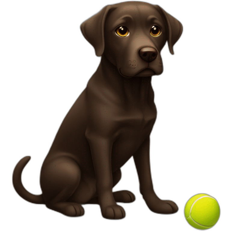 dark brown lab playing tennis ball emoji