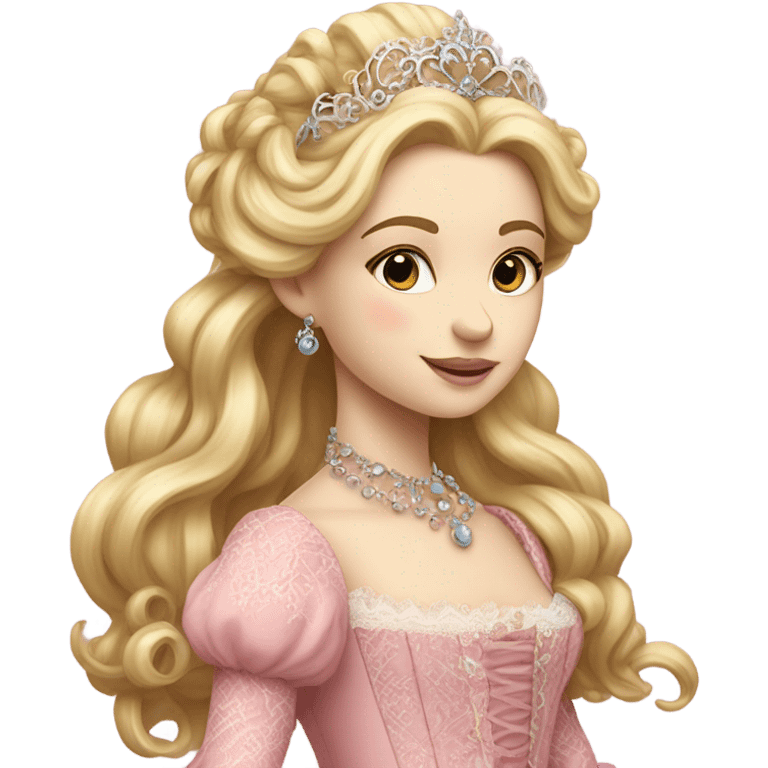 Beautiful highly detailed rococo princess with blonde hair and a pink gown emoji