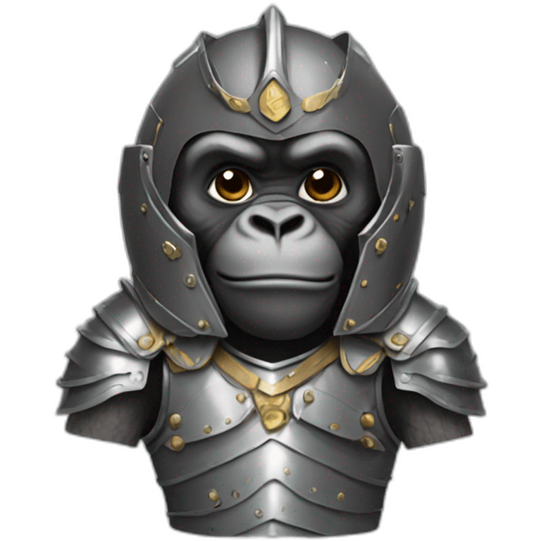 Young gorilla wearing a suit of armor emoji