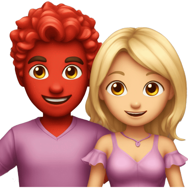 Boy and girl devils tango emoji