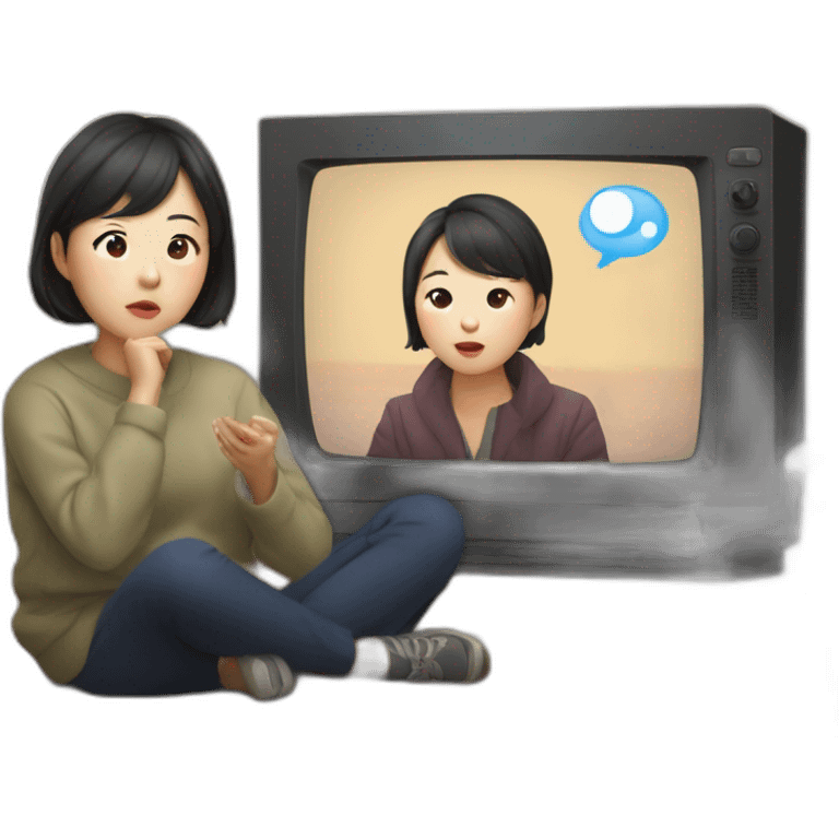 Kim Min-jeong watching television emoji