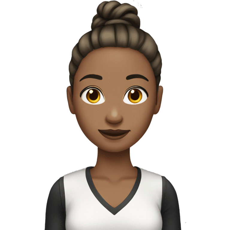 girl light tone skin black slim ponytail emoji