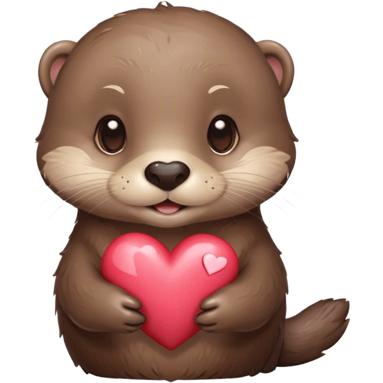 Cute otter in love with hearts emoji