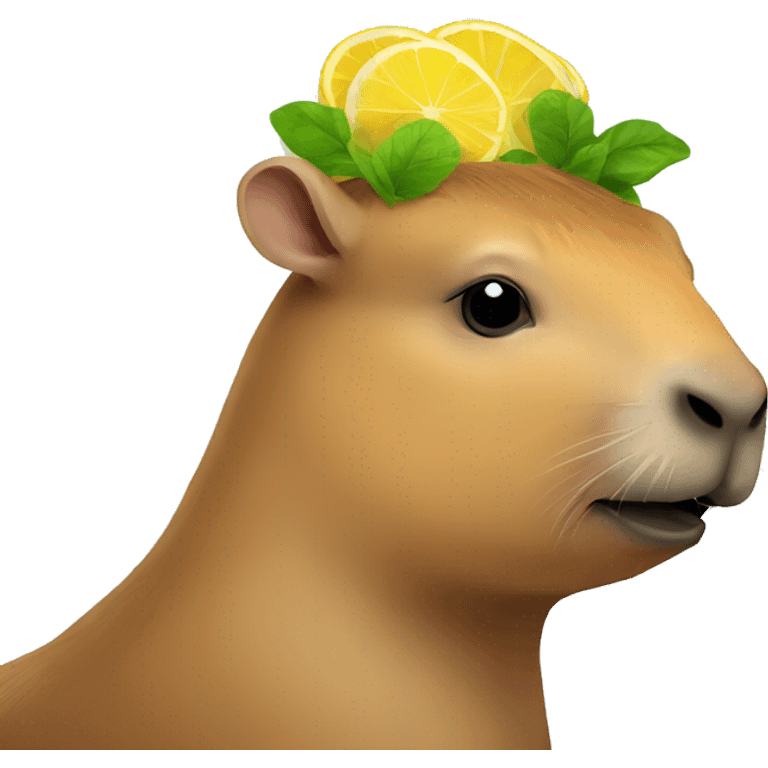 Capybara with yuzu on its head emoji