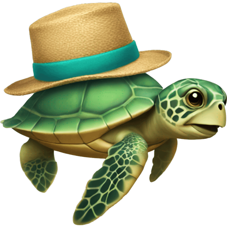 sea turtle with hat  emoji