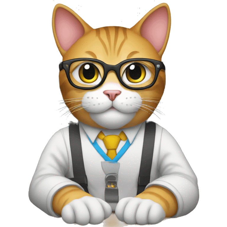 nerd cat near pc  emoji