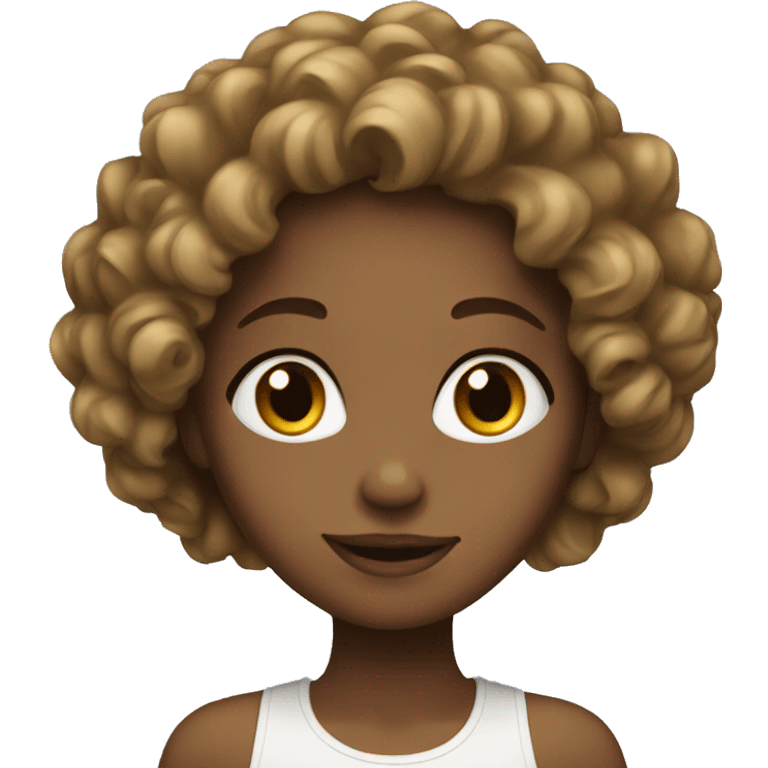 Girl white with curly hair brown emoji