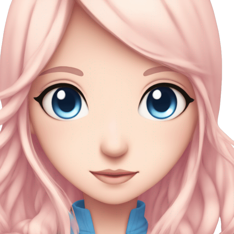 anime girl woman beatiful with pink eys and blue eyes emoji