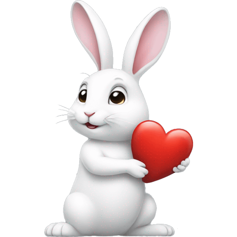 white rabbit hold heart emoji