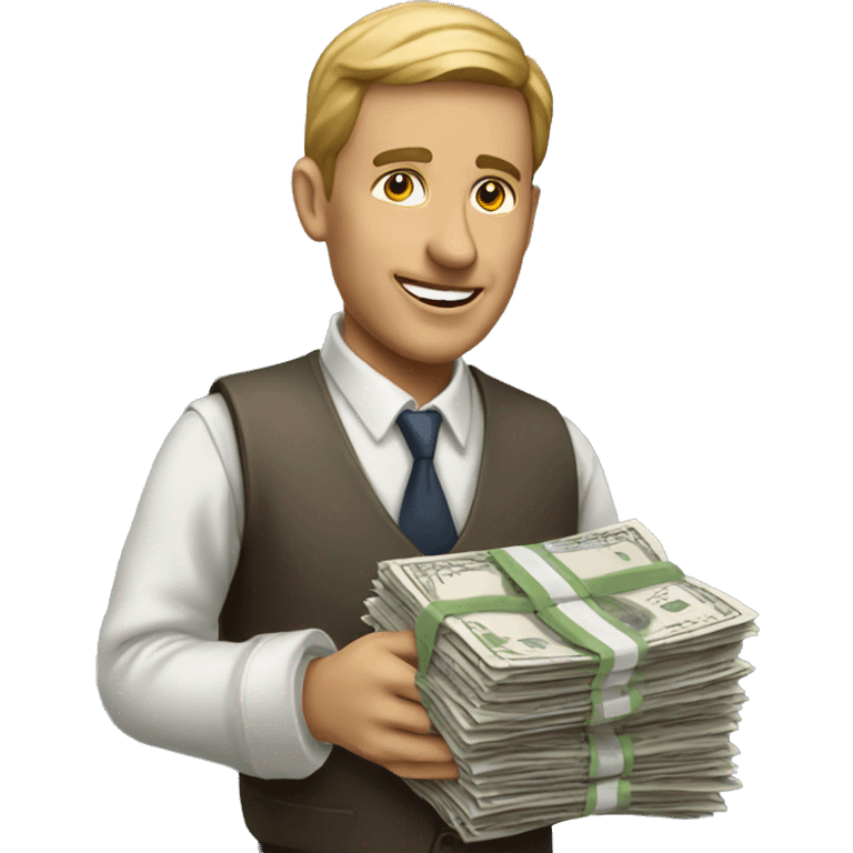 a rich newspaper seller with cash emoji