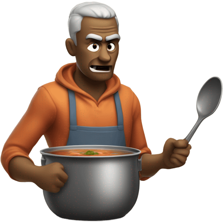 Angry guy making soup emoji