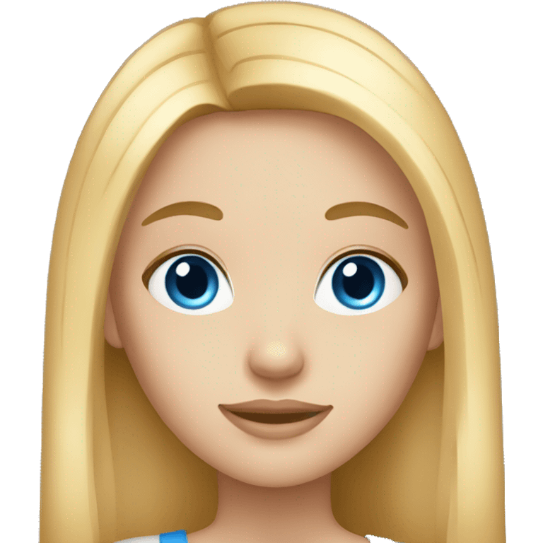 a girl with long blonde straight hair blue eyes emoji