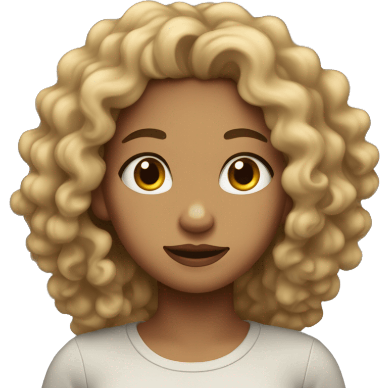 light skin girl with curly hair shrugging  emoji