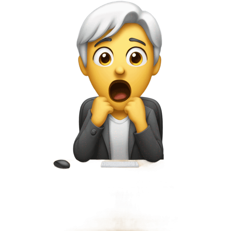 yawning in front of computer screen  emoji