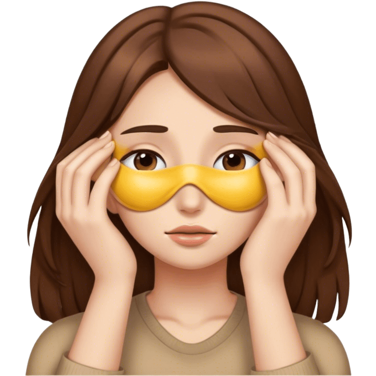 girl covering her eyes brown hair emoji