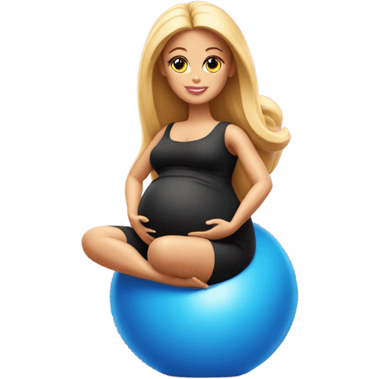 Pregnant Barbie on yoga ball emoji