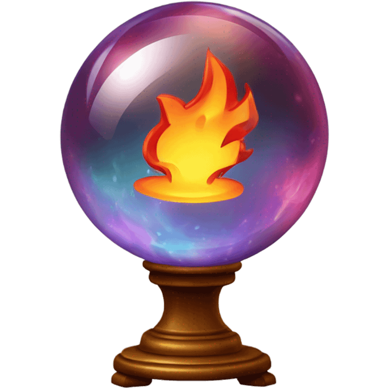 Crystal ball with fire inside emoji