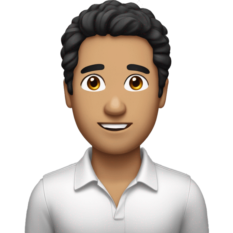 men, black hair, brown eyes, we can see all his body, he is an instructor for webinar emoji