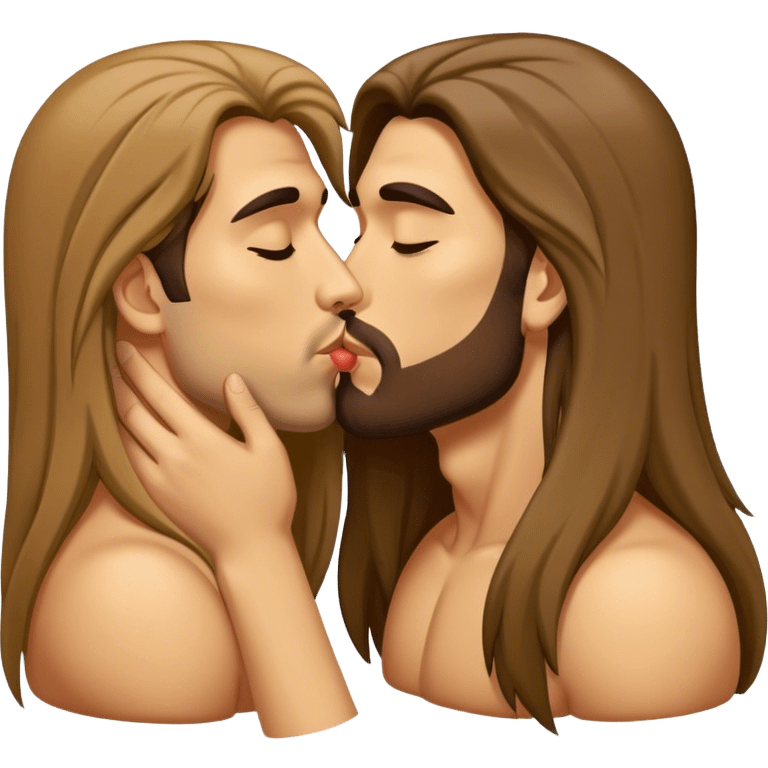 Tan long hair man kiss  emoji