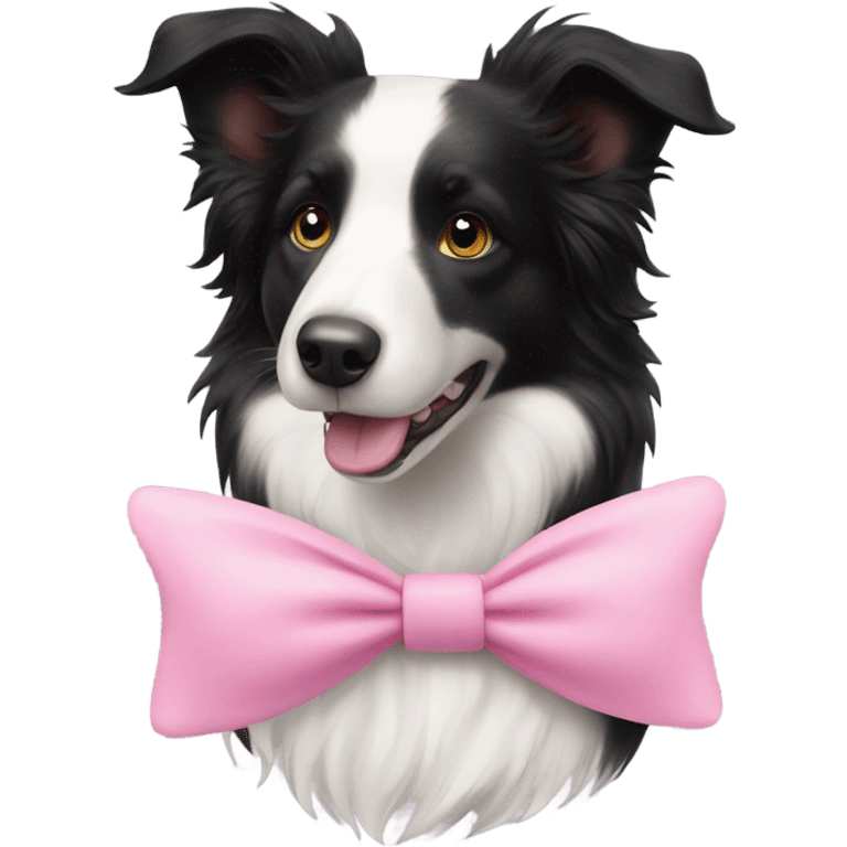 border collie with pink bow emoji