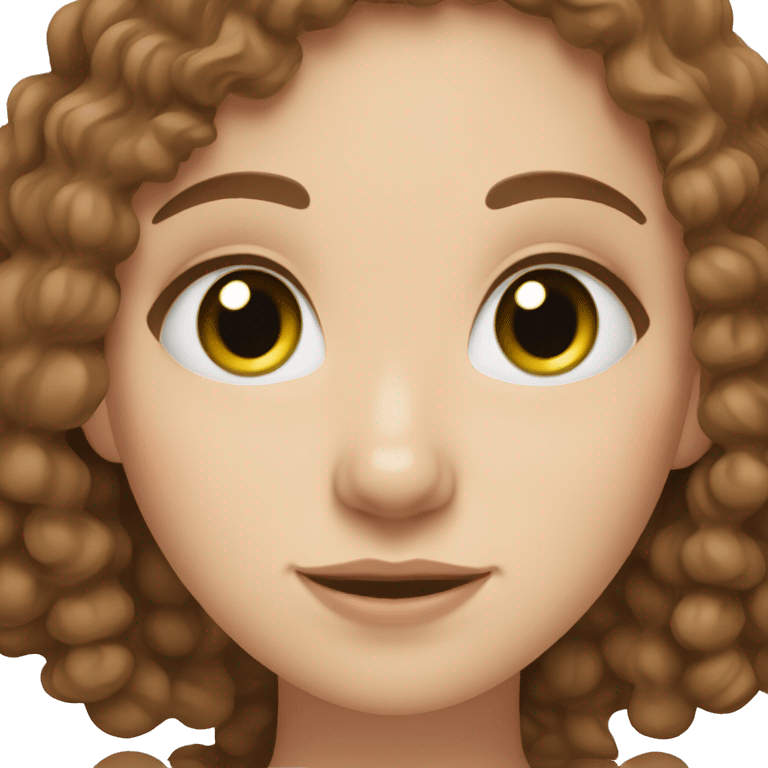 white girl with brown curly hair and a mole on her cheek with green eyes  emoji