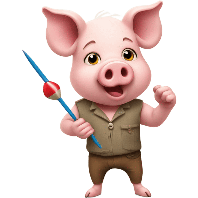 Cute pig playing darts emoji