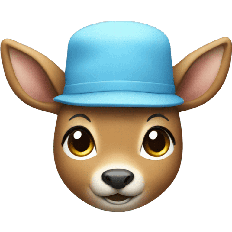 Small deer with light blue hat smiling emoji