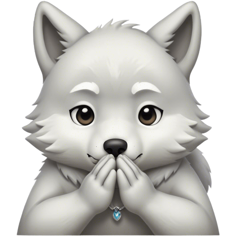 white wolf praying emoji