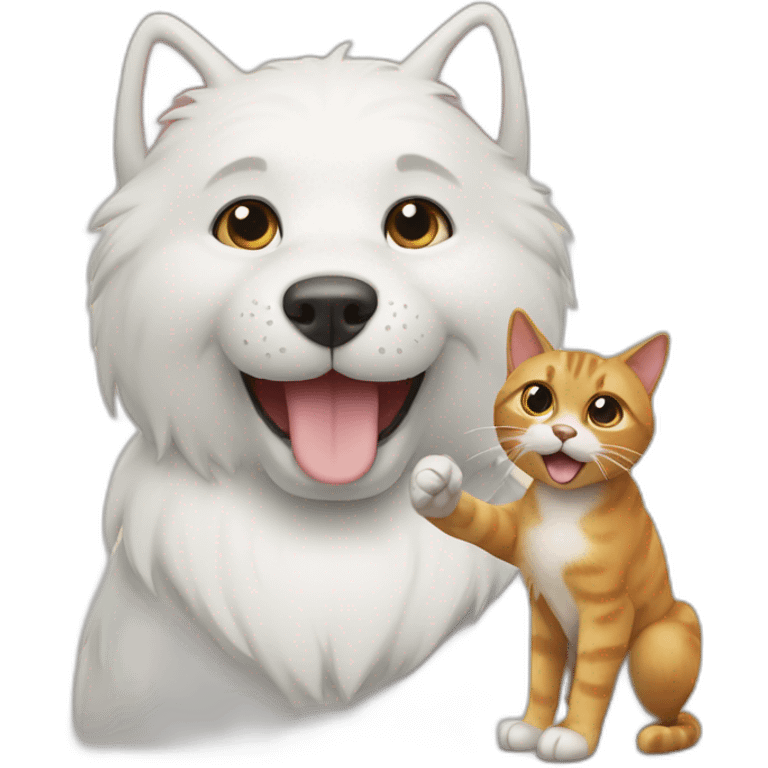 cat saying hi to dog emoji