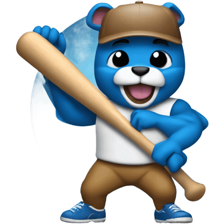 Blue Gopher swinging a baseball bat emoji