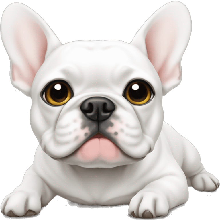 White Frenchie laying  emoji