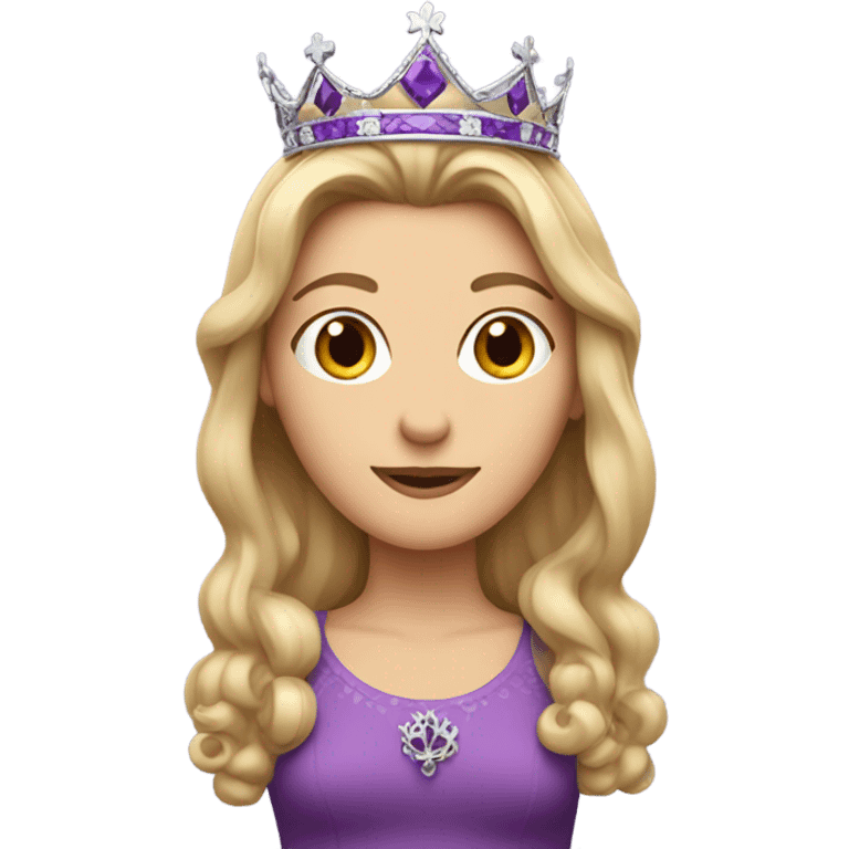 Caucasian Heidi wear purple with key and crown emoji