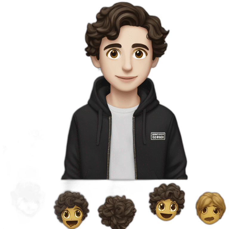 Timothée Chalamet with supreme hoodie emoji