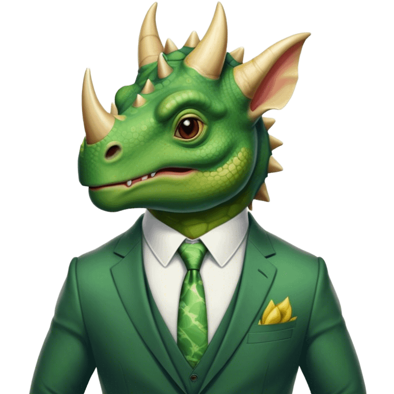 faces of different office green triceratops in a suit emoji